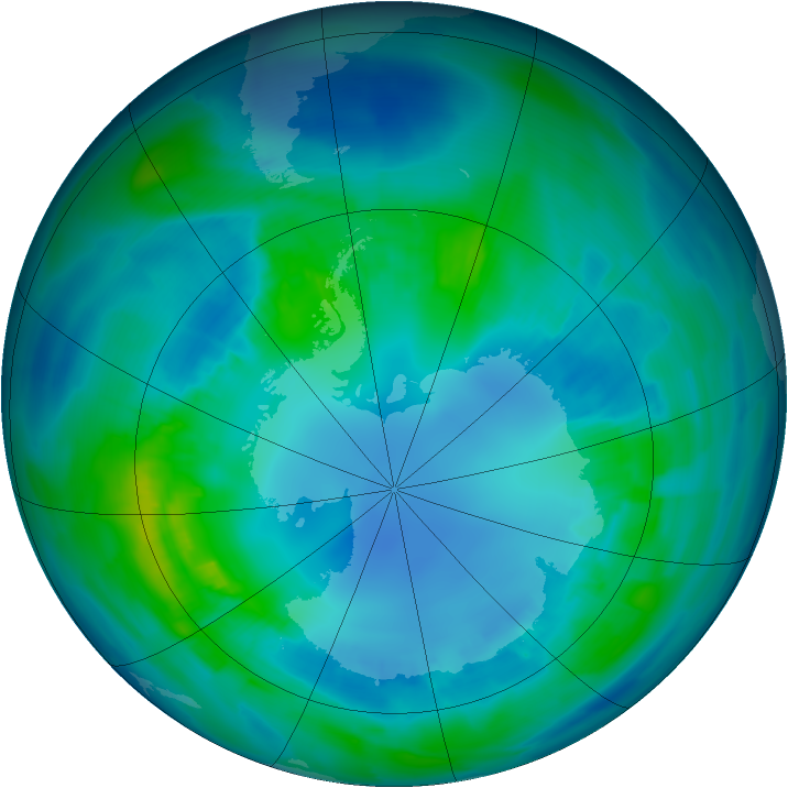 Antarctic ozone map for 21 April 2013